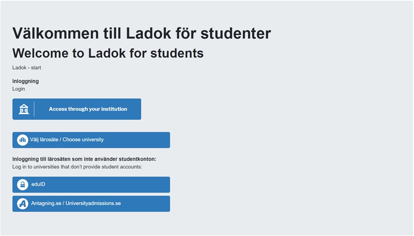 Välkommen till Ladok för studenter